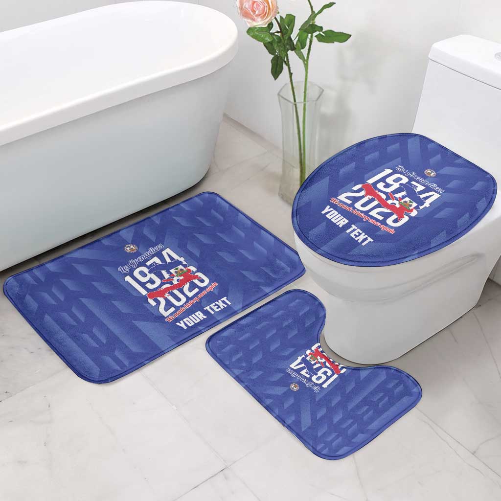 Personalized Haiti Football Bathroom Set Les Grenadiers Made History Once Again Blue Color
