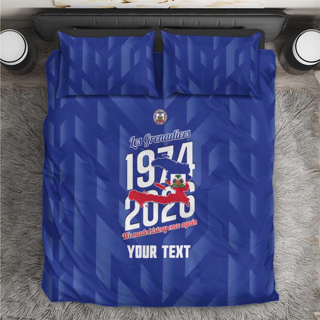 Personalized Afro Haiti Football Bedding Set Les Grenadiers Made History Once Again Blue Color - African Pride