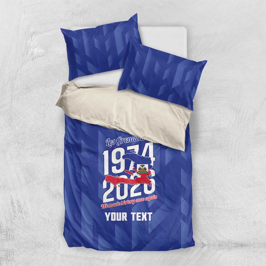Personalized Afro Haiti Football Bedding Set Les Grenadiers Made History Once Again Blue Color - African Pride