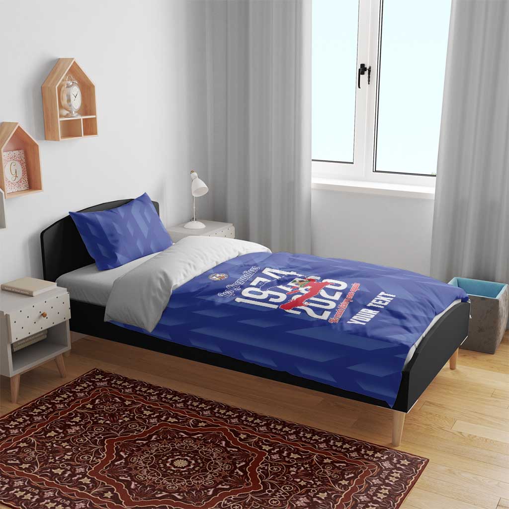 Personalized Afro Haiti Football Bedding Set Les Grenadiers Made History Once Again Blue Color - African Pride