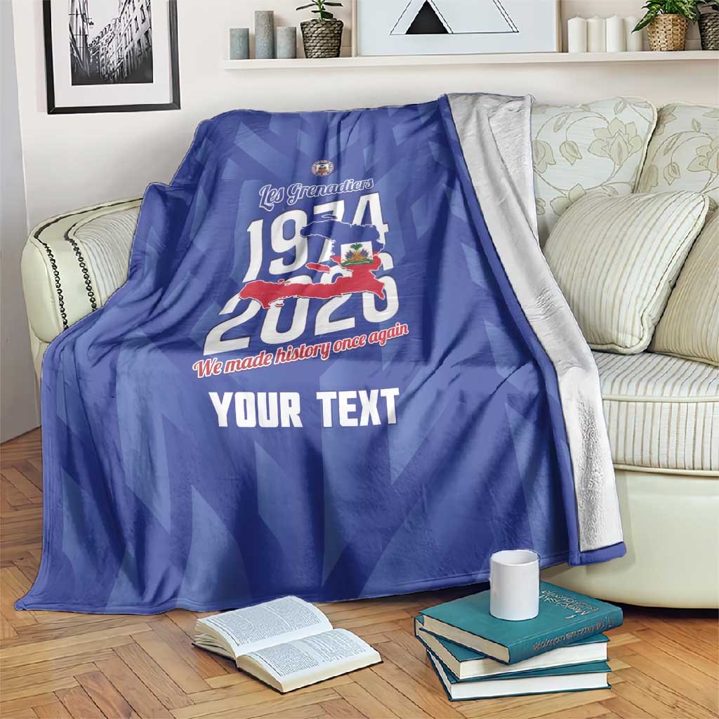 Personalized Afro Haiti Football Blanket Les Grenadiers Made History Once Again Blue Color - African Pride
