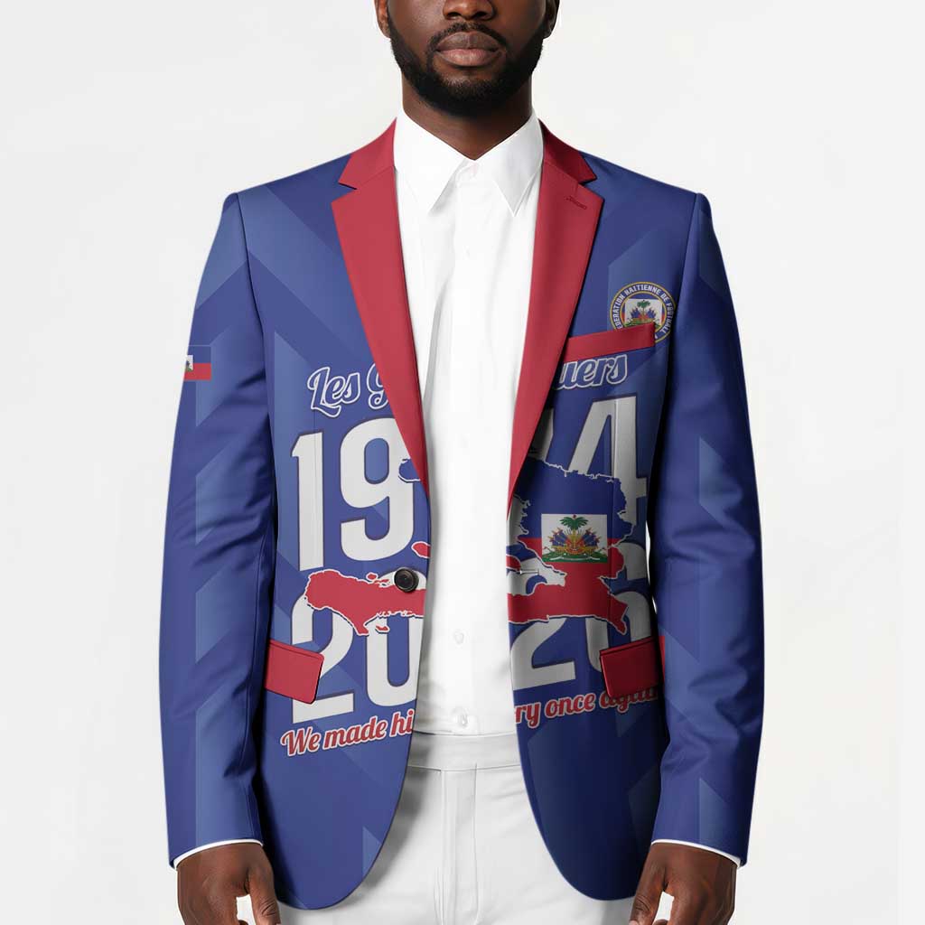 Personalized Haiti Football Blazer Les Grenadiers Made History Once Again Blue Color