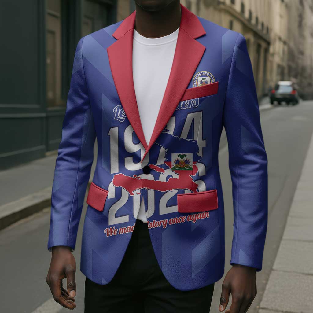 Personalized Haiti Football Blazer Les Grenadiers Made History Once Again Blue Color