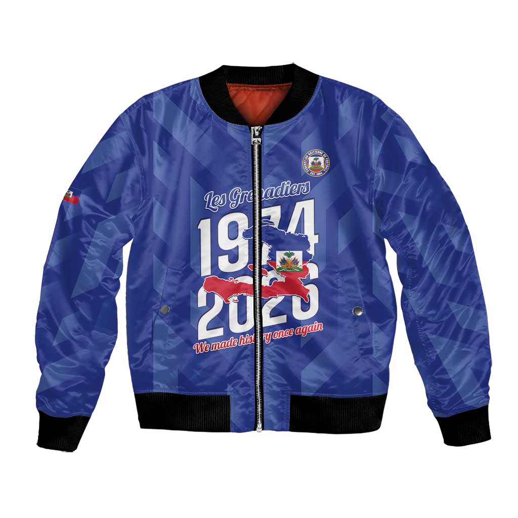 Personalized Afro Haiti Football Bomber Jacket Les Grenadiers Made History Once Again Blue Color - African Pride