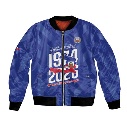 Personalized Afro Haiti Football Bomber Jacket Les Grenadiers Made History Once Again Blue Color - African Pride