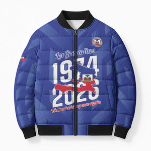 Personalized Haiti Football Bomber Puffer Jacket Les Grenadiers Made History Once Again Blue Color