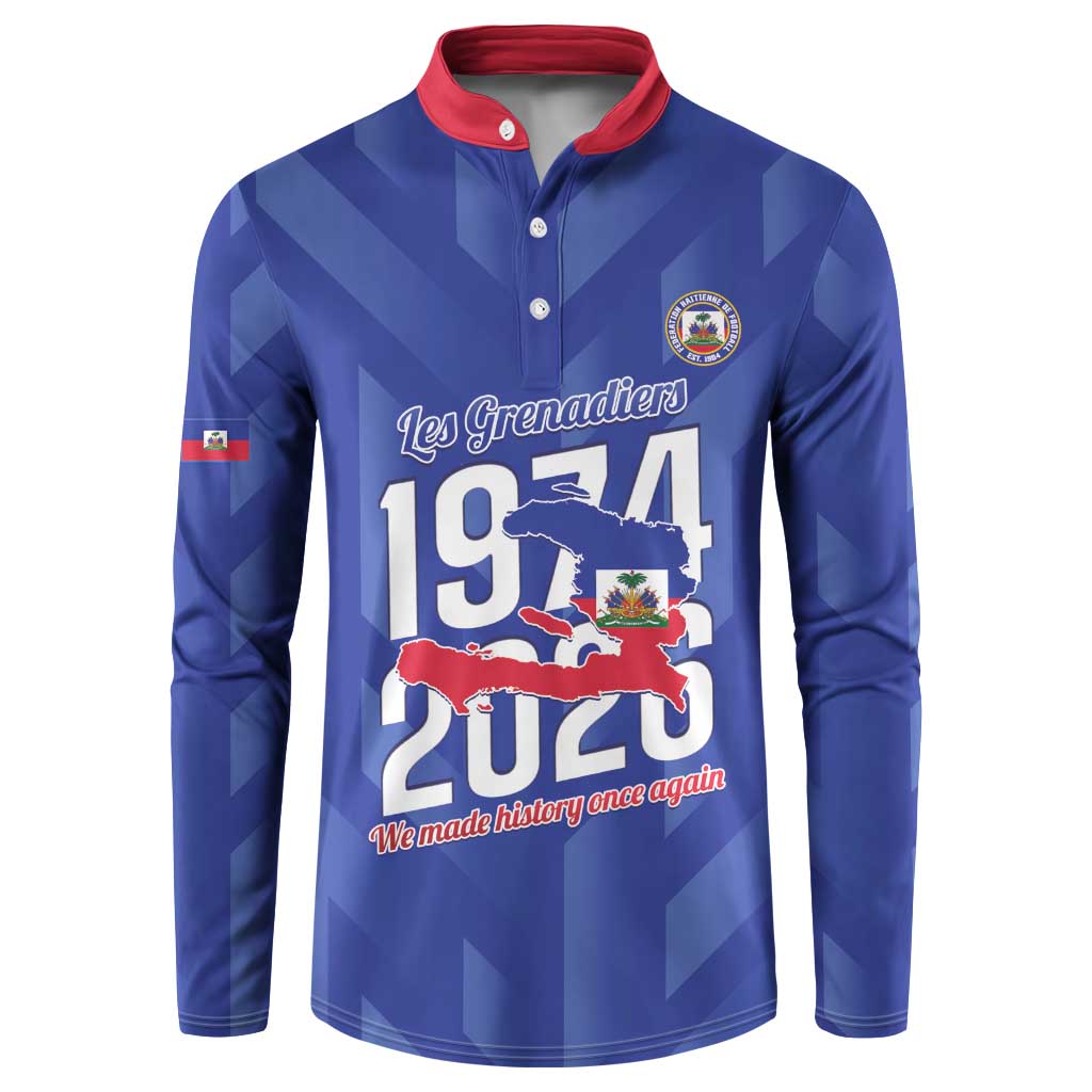 Personalized Haiti Football Button Sweatshirt Les Grenadiers Made History Once Again Blue Color
