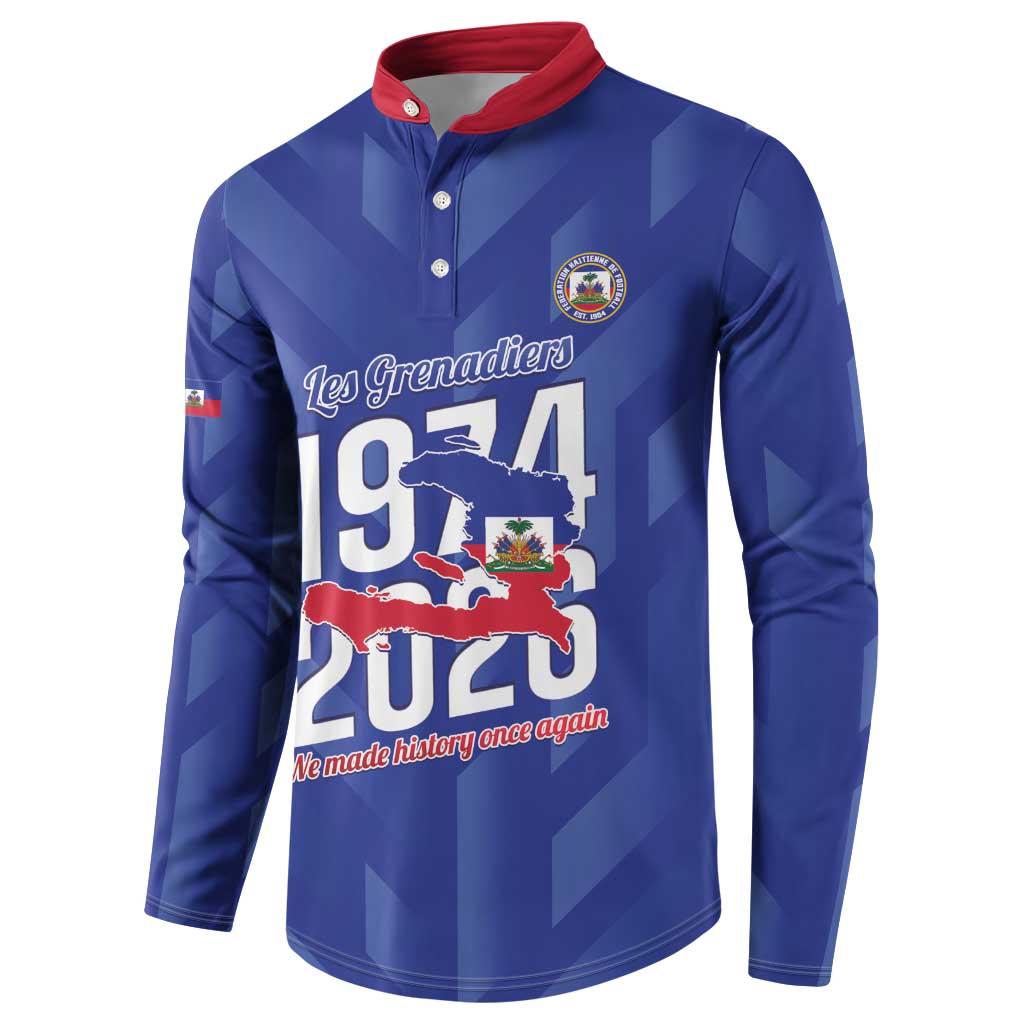 Personalized Haiti Football Button Sweatshirt Les Grenadiers Made History Once Again Blue Color