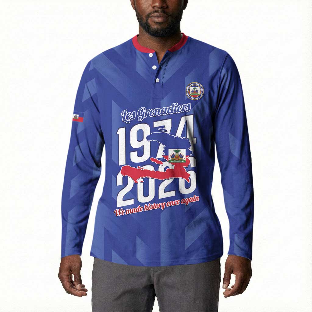 Personalized Haiti Football Button Sweatshirt Les Grenadiers Made History Once Again Blue Color