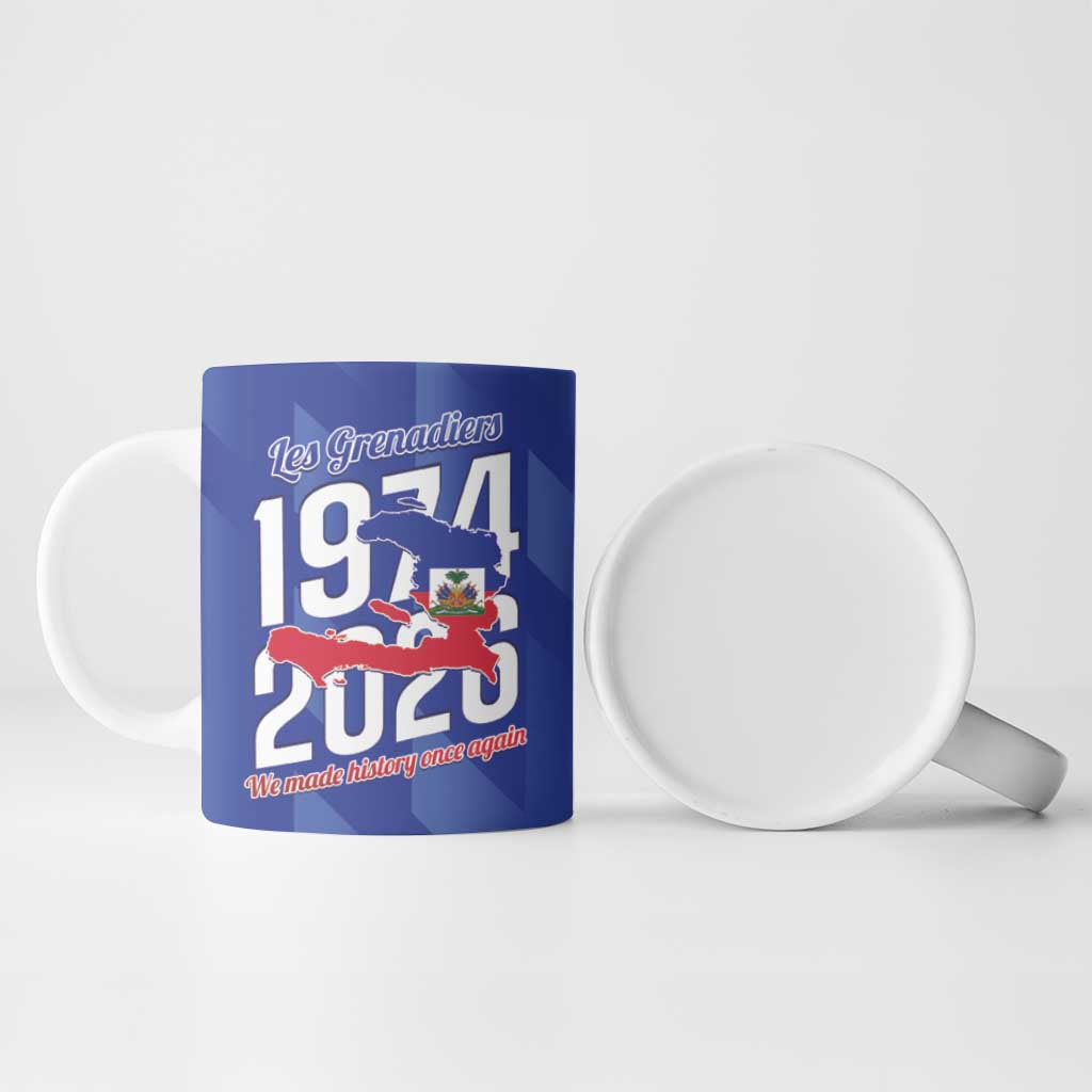 Personalized Haiti Football Ceramic Mug Les Grenadiers Made History Once Again Blue Color