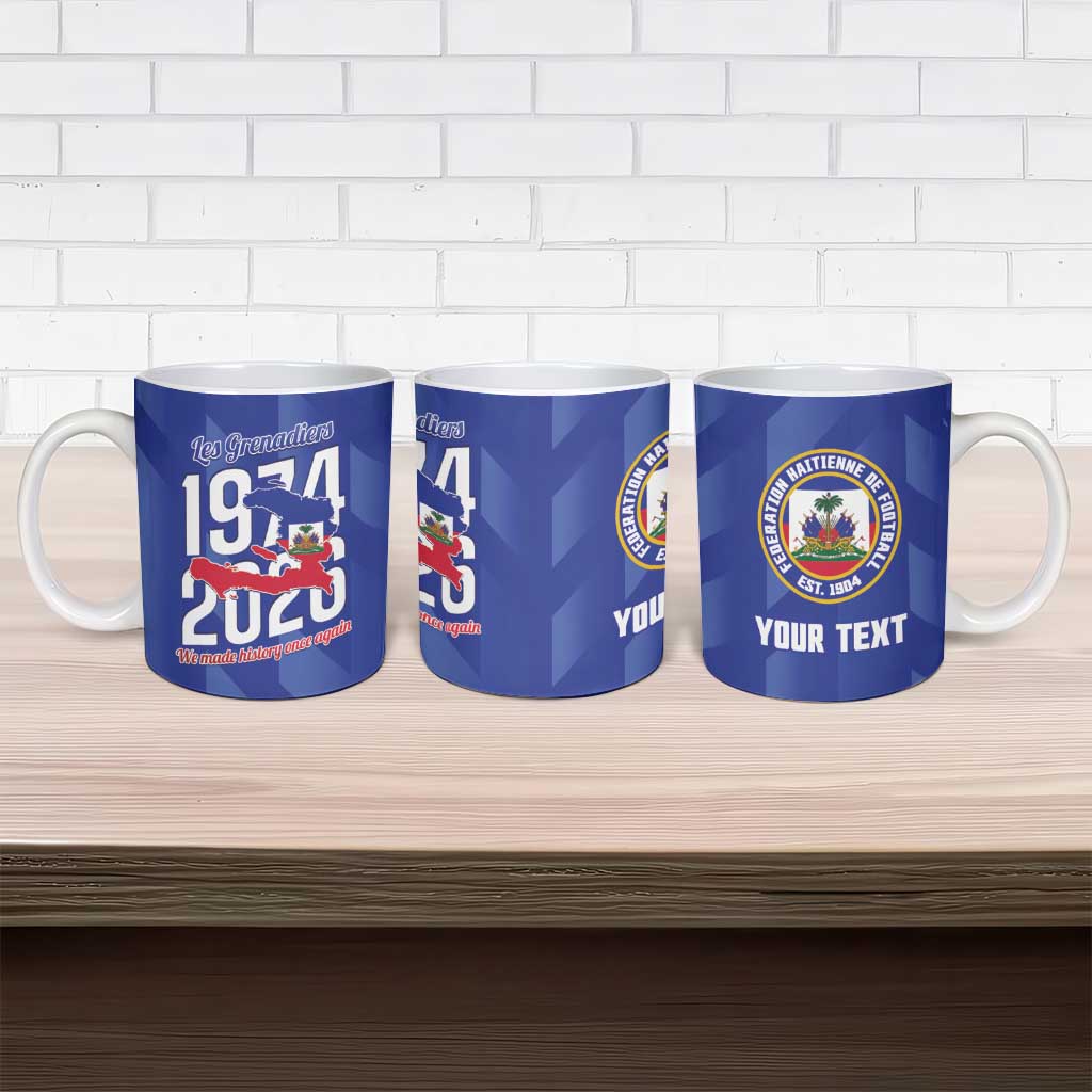 Personalized Haiti Football Ceramic Mug Les Grenadiers Made History Once Again Blue Color