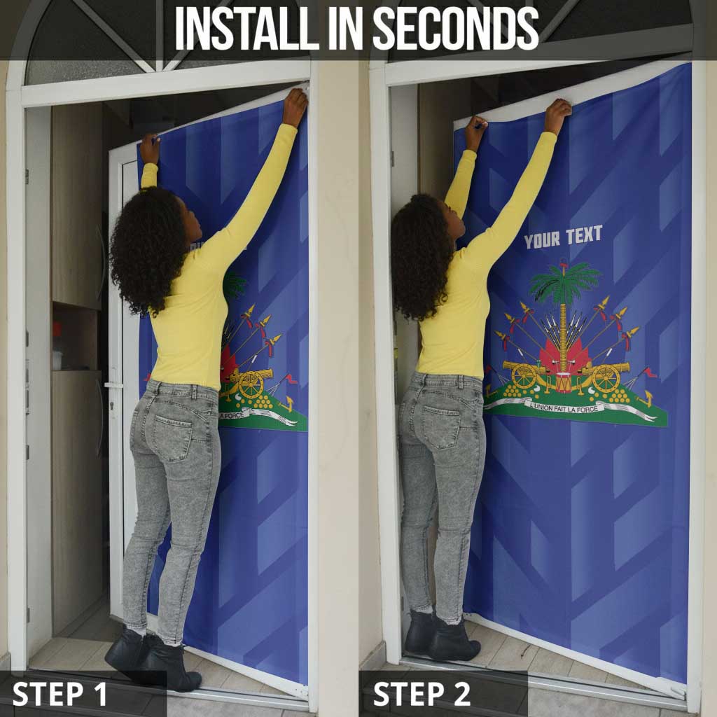 Personalized Haiti Football Door Cover Les Grenadiers Made History Once Again Blue Color
