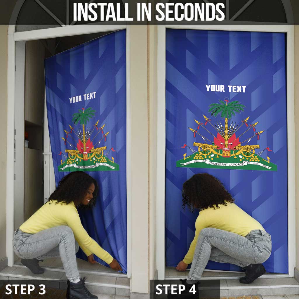 Personalized Haiti Football Door Cover Les Grenadiers Made History Once Again Blue Color