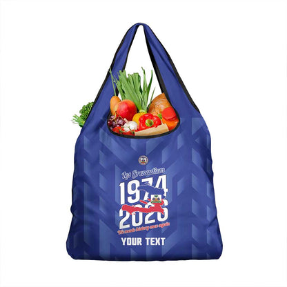 Personalized Afro Haiti Football Grocery Bag Les Grenadiers Made History Once Again Blue Color - African Pride