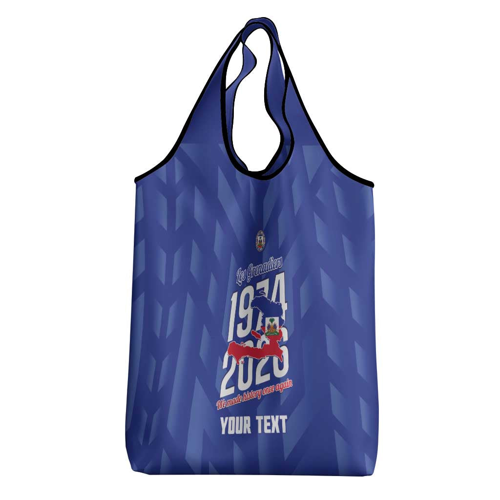 Personalized Afro Haiti Football Grocery Bag Les Grenadiers Made History Once Again Blue Color - African Pride