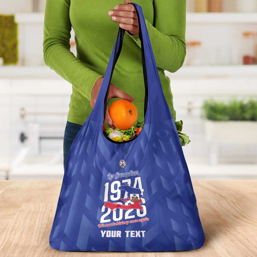 Personalized Afro Haiti Football Grocery Bag Les Grenadiers Made History Once Again Blue Color - African Pride