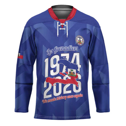 Personalized Haiti Football Hockey Jersey Les Grenadiers Made History Once Again Blue Color