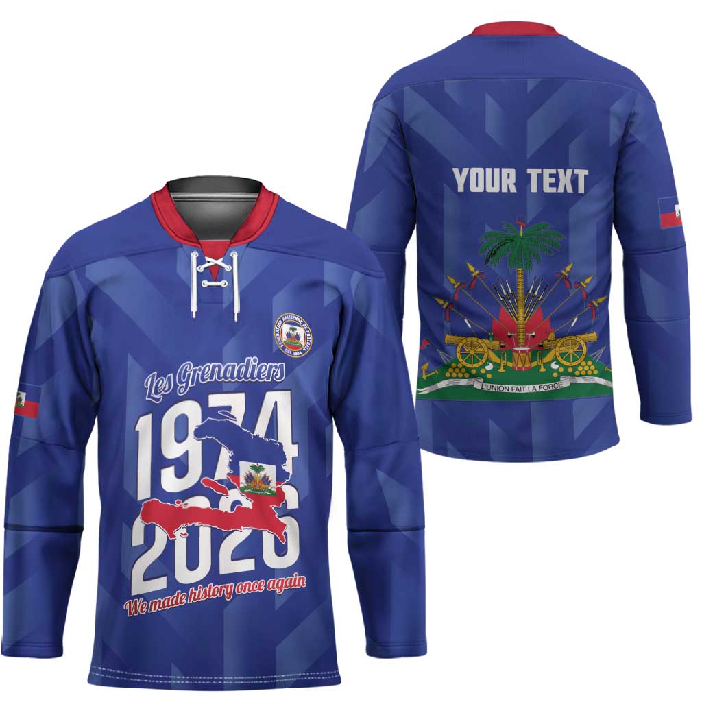 Personalized Haiti Football Hockey Jersey Les Grenadiers Made History Once Again Blue Color