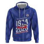 Personalized Afro Haiti Football Hoodie Les Grenadiers Made History Once Again Blue Color - African Pride