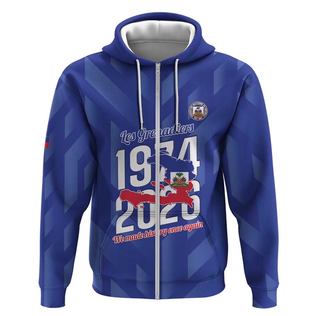 Personalized Afro Haiti Football Hoodie Les Grenadiers Made History Once Again Blue Color - African Pride