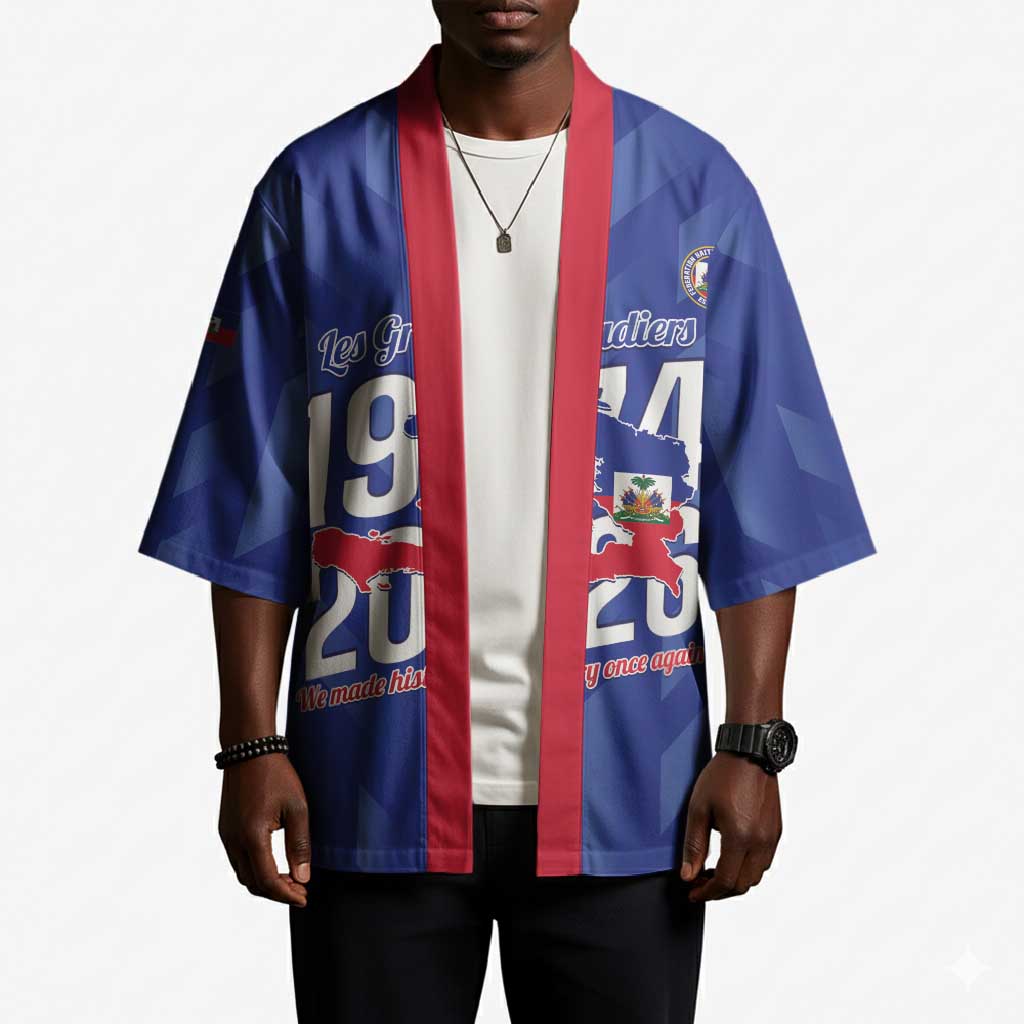 Personalized Haiti Football Kimono Les Grenadiers Made History Once Again Blue Color
