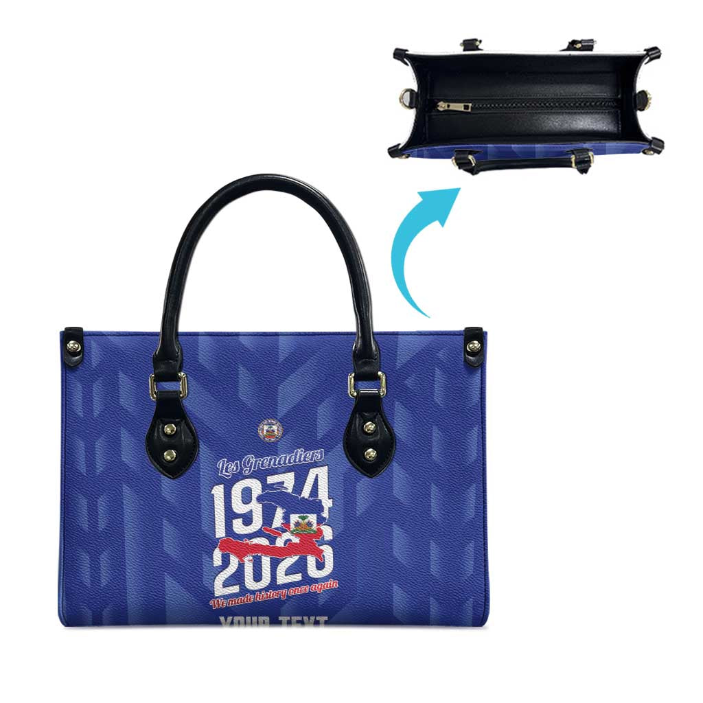 Personalized Haiti Football Leather Bag Les Grenadiers Made History Once Again Blue Color