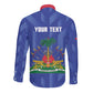 Personalized Afro Haiti Football Long Sleeve Button Shirt Les Grenadiers Made History Once Again Blue Color - African Pride