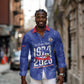 Personalized Afro Haiti Football Long Sleeve Button Shirt Les Grenadiers Made History Once Again Blue Color - African Pride