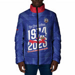 Personalized Haiti Football Padded Jacket Les Grenadiers Made History Once Again Blue Color