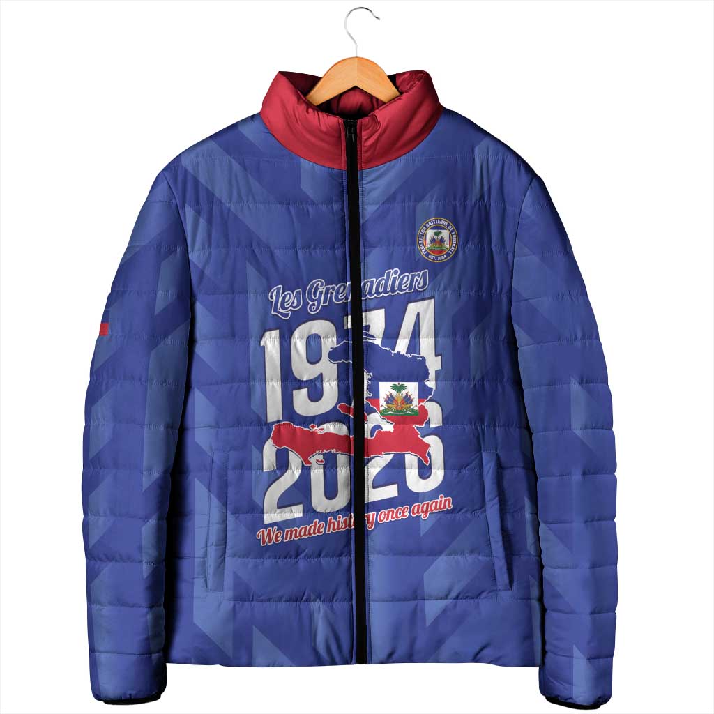 Personalized Haiti Football Padded Jacket Les Grenadiers Made History Once Again Blue Color