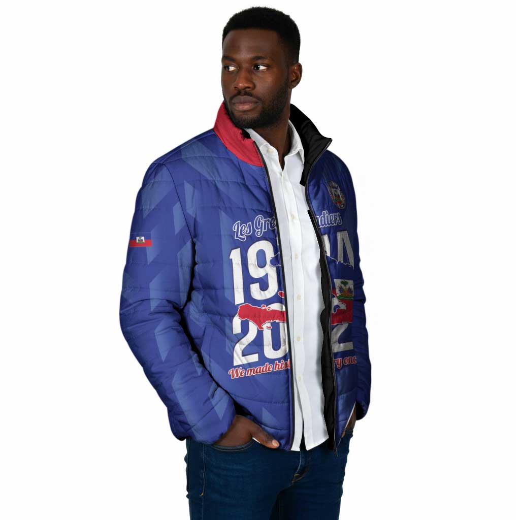 Personalized Haiti Football Padded Jacket Les Grenadiers Made History Once Again Blue Color