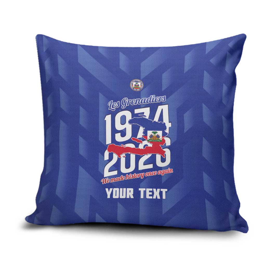 Personalized Haiti Football Pillow Cover Les Grenadiers Made History Once Again Blue Color
