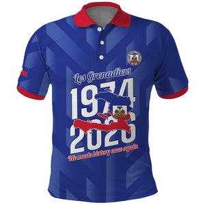 Personalized Afro Haiti Football Polo Shirt Les Grenadiers Made History Once Again Blue Color LT14