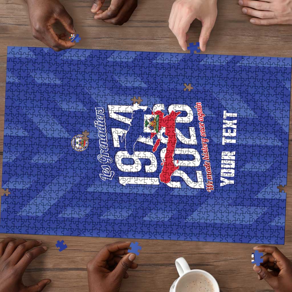 Personalized Haiti Football Puzzle Les Grenadiers Made History Once Again Blue Color