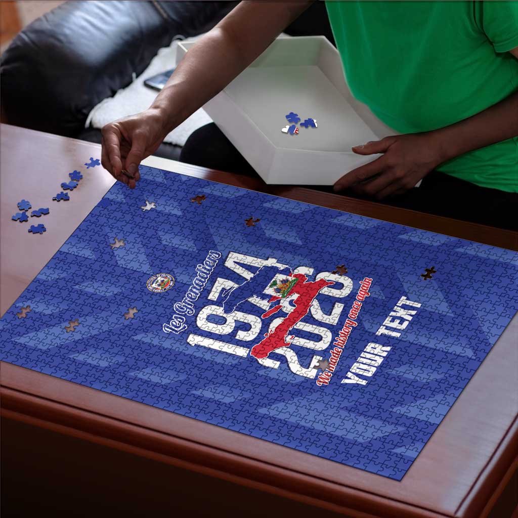 Personalized Haiti Football Puzzle Les Grenadiers Made History Once Again Blue Color