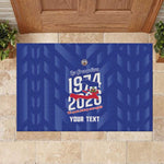 Personalized Afro Haiti Football Rubber Doormat Les Grenadiers Made History Once Again Blue Color - African Pride
