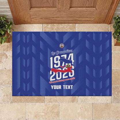 Personalized Afro Haiti Football Rubber Doormat Les Grenadiers Made History Once Again Blue Color - African Pride