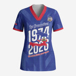 Personalized Afro Haiti Football Scrub Top Les Grenadiers Made History Once Again Blue Color - African Pride
