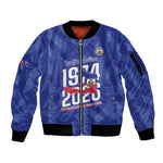 Personalized Afro Haiti Football Sleeve Zip Bomber Jacket Les Grenadiers Made History Once Again Blue Color - African Pride