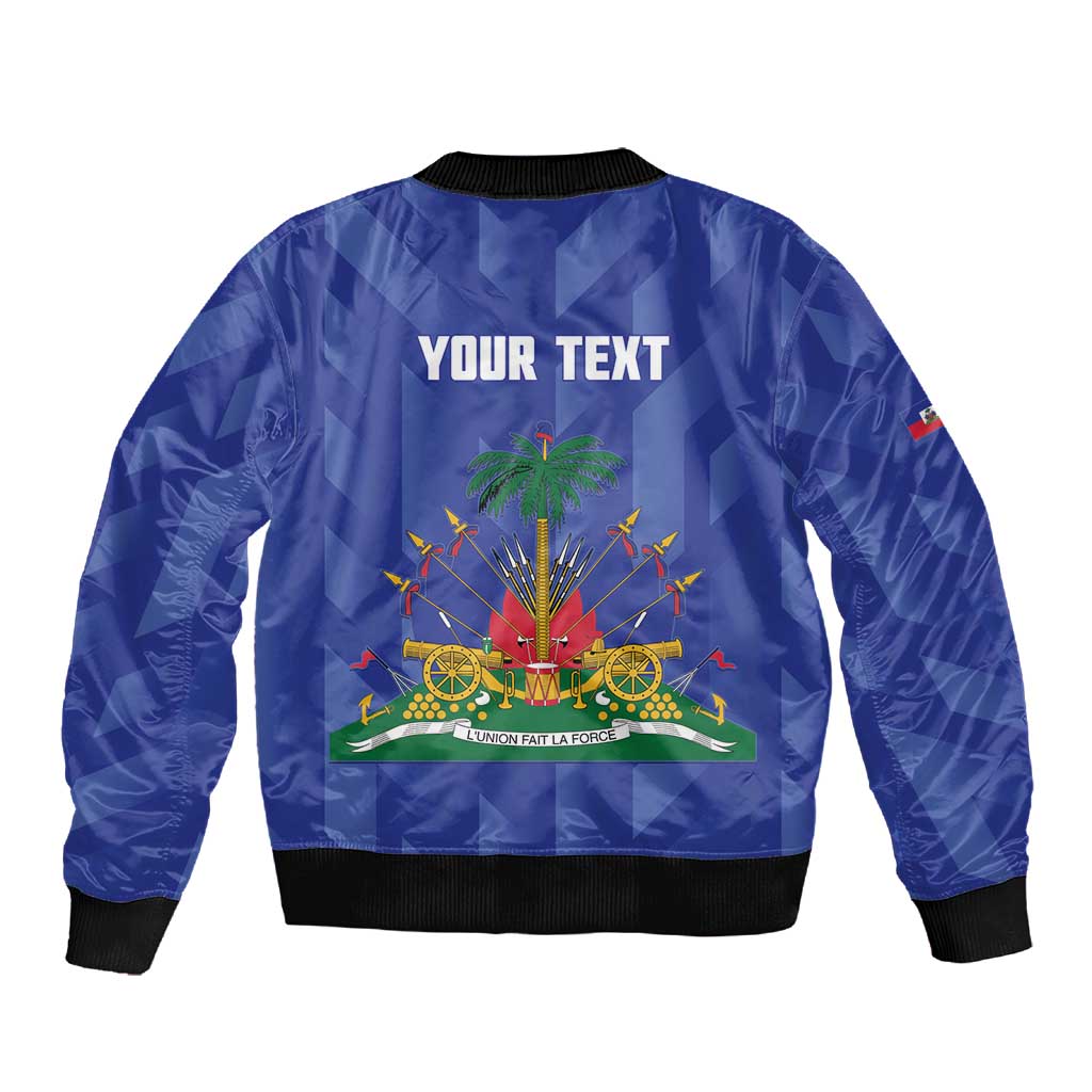 Personalized Afro Haiti Football Sleeve Zip Bomber Jacket Les Grenadiers Made History Once Again Blue Color - African Pride