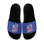 Personalized Haiti Football Slide Sandals Les Grenadiers Made History Once Again Blue Color