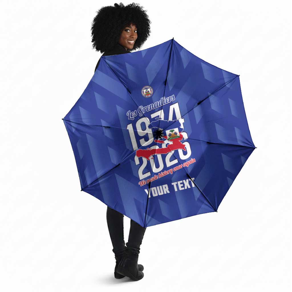 Personalized Haiti Football Umbrella Les Grenadiers Made History Once Again Blue Color