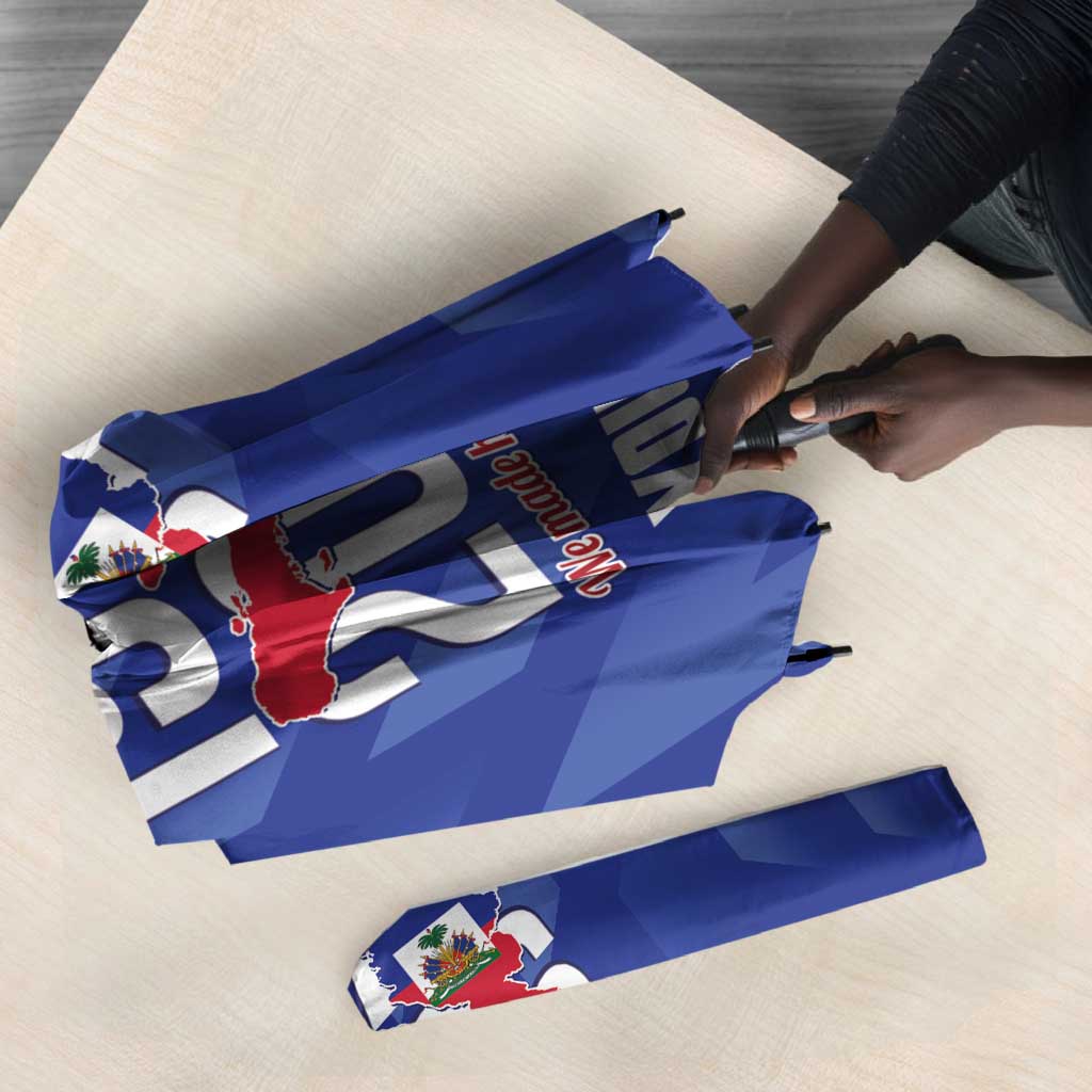 Personalized Haiti Football Umbrella Les Grenadiers Made History Once Again Blue Color