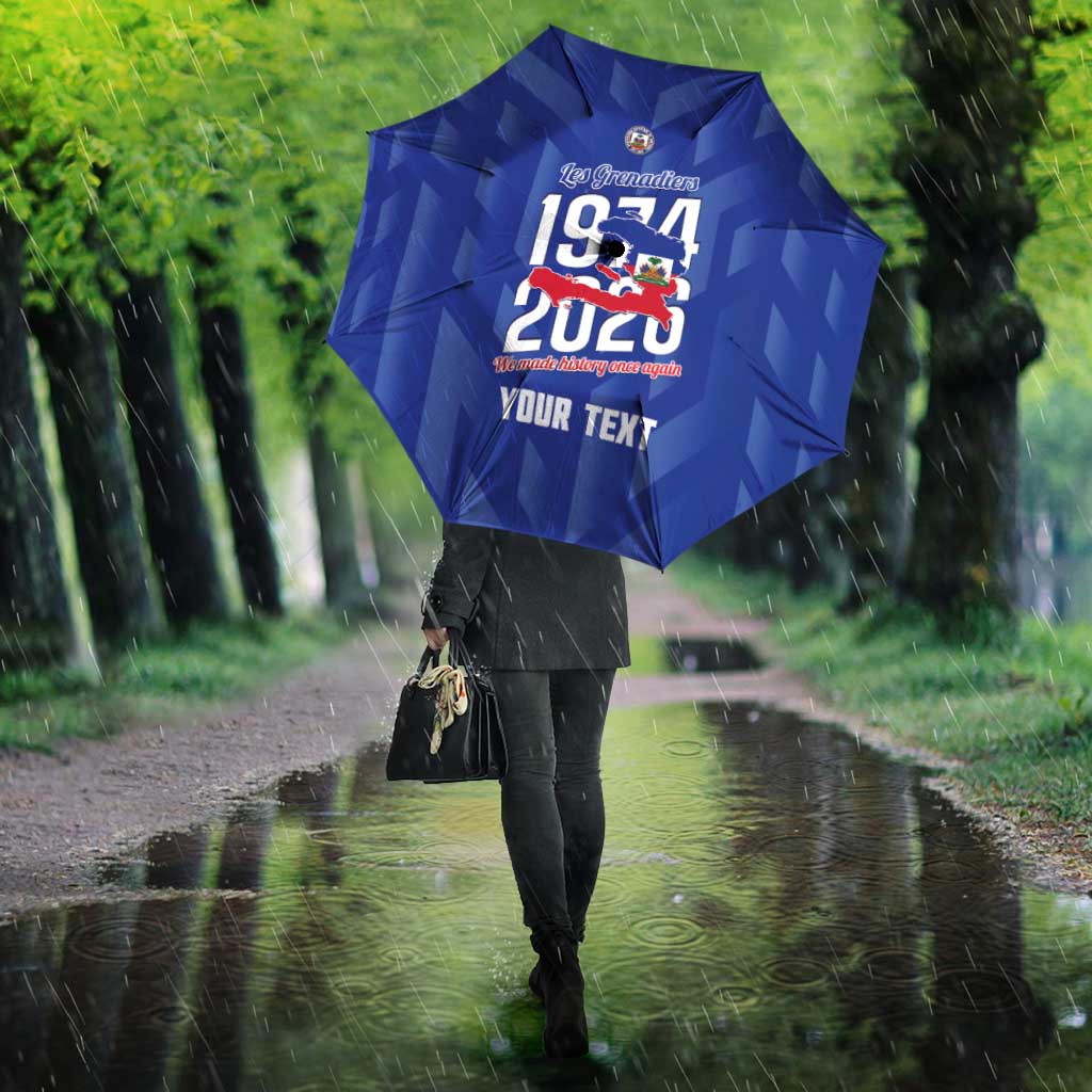 Personalized Haiti Football Umbrella Les Grenadiers Made History Once Again Blue Color