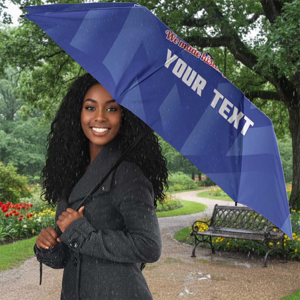 Personalized Haiti Football Umbrella Les Grenadiers Made History Once Again Blue Color