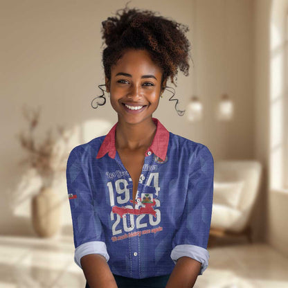 Personalized Afro Haiti Football Women Casual Shirt Les Grenadiers Made History Once Again Blue Color - African Pride
