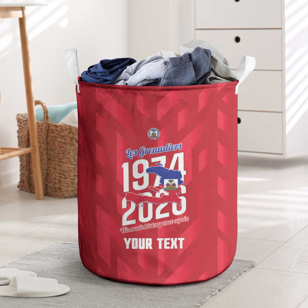 Personalized Afro Haiti Football Laundry Basket Les Grenadiers Made History Once Again Red Color - African Pride