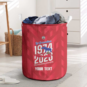 Personalized Afro Haiti Football Laundry Basket Les Grenadiers Made History Once Again Red Color - African Pride