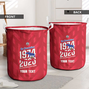 Personalized Afro Haiti Football Laundry Basket Les Grenadiers Made History Once Again Red Color - African Pride
