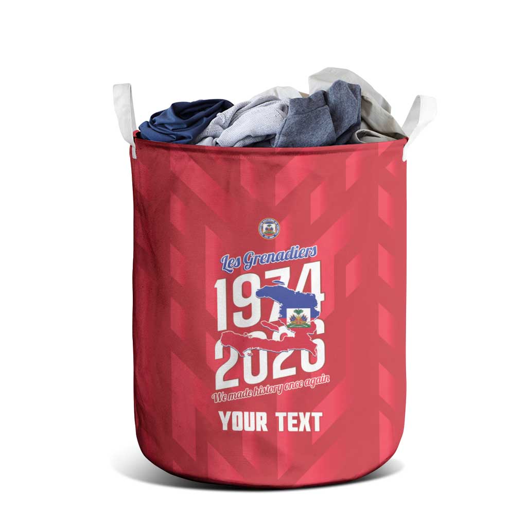 Personalized Afro Haiti Football Laundry Basket Les Grenadiers Made History Once Again Red Color - African Pride